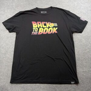 DEFCOR Shirt Mens XL Black Back To The Book Graphic Back To The Future Parody